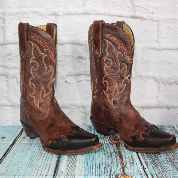 Tony Lama Santa Fe Vaquero Brown Leather Cowgirl Western Boots 8.5 B - Picture 3 of 9